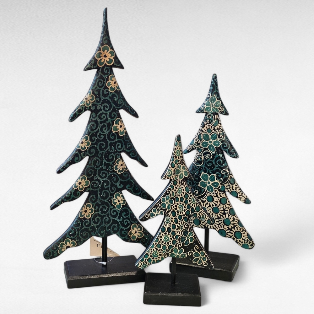 Batik Holiday Tree Set of 3